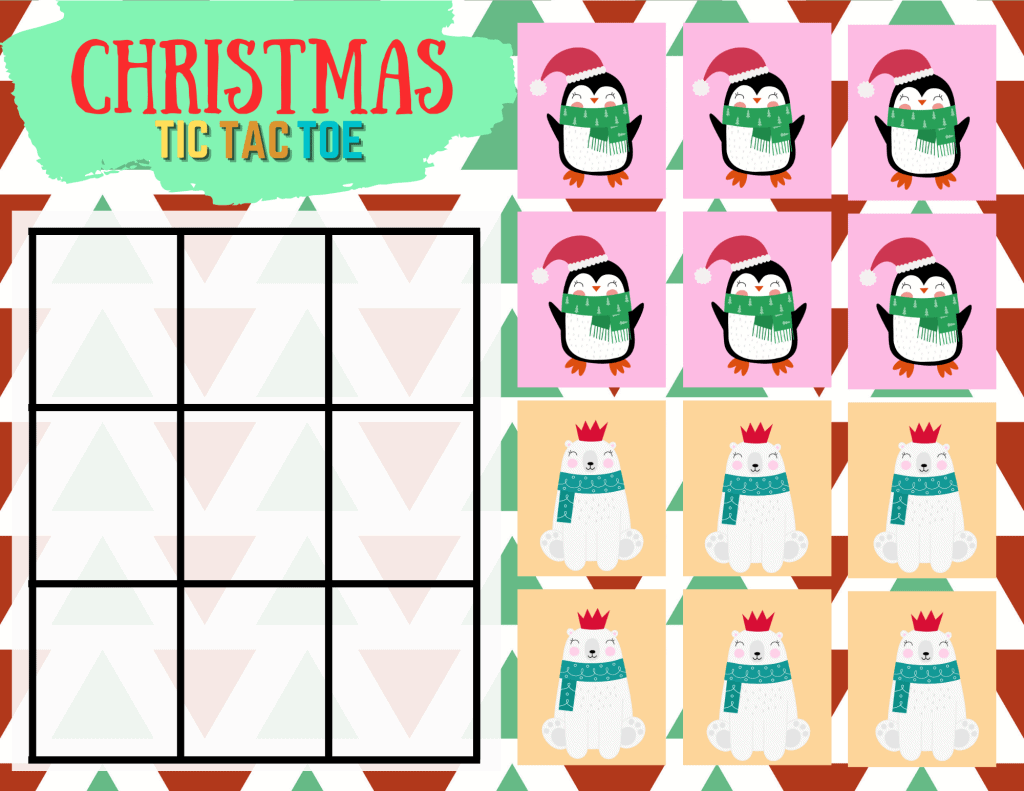 christmas tic tac toe printable game - views from a step stool